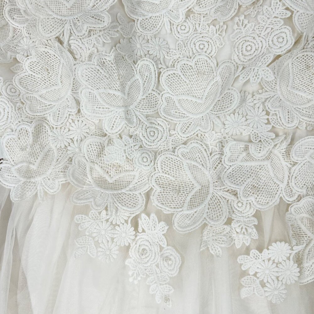 NWT BHLDN Anthropologie Bryn Floral Lace Tulle Skirt Strapless Bridal Mini Dress - Picture 5 of 14